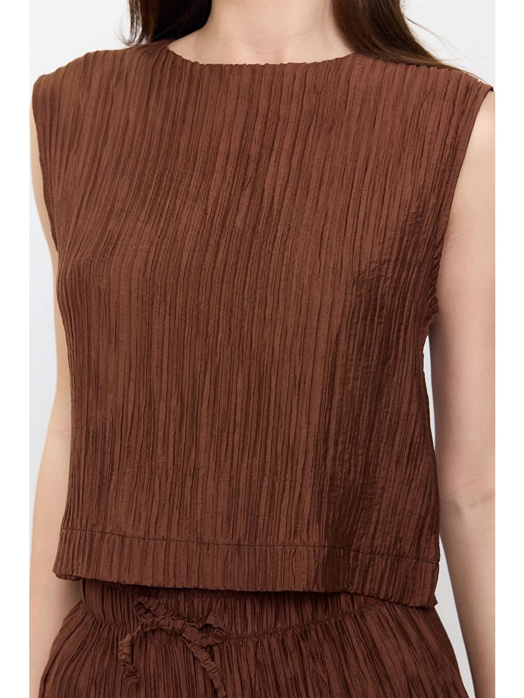 Kahverengi Fitilli Bluz-1