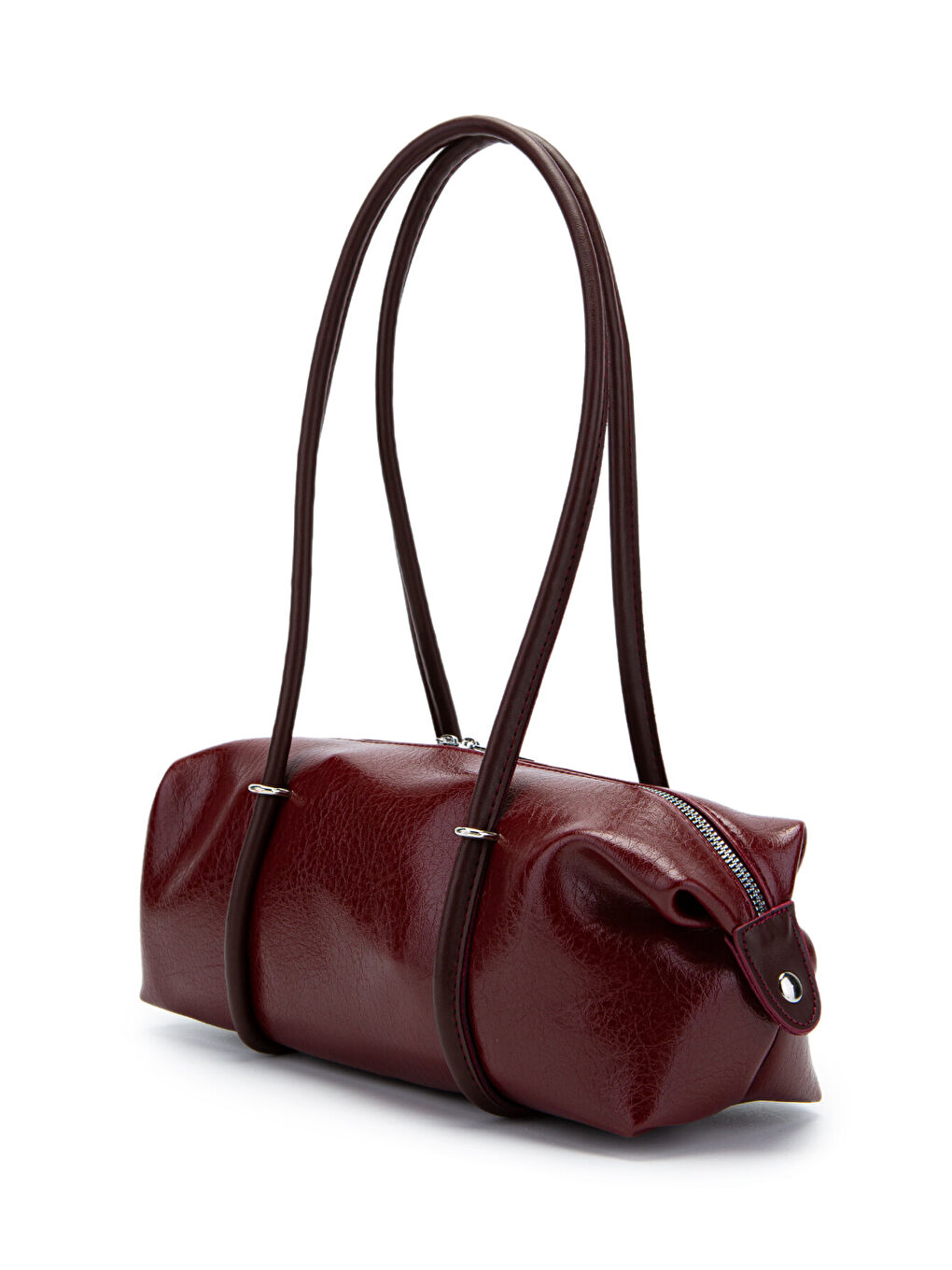 Çift Fermuar Detaylı Silindir Kadın Omuz Çanta Sophie Bordo-2