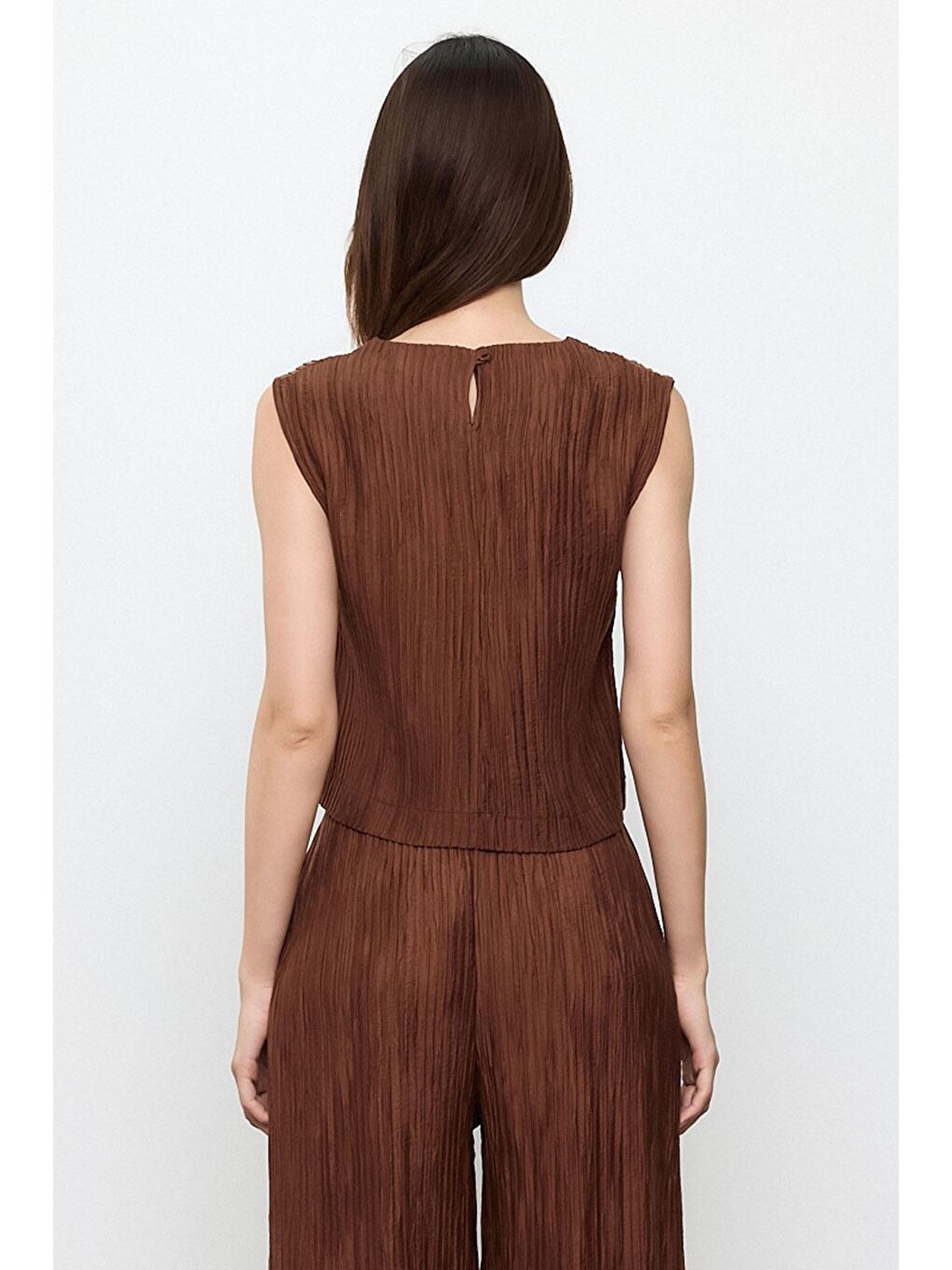 Kahverengi Fitilli Bluz-4