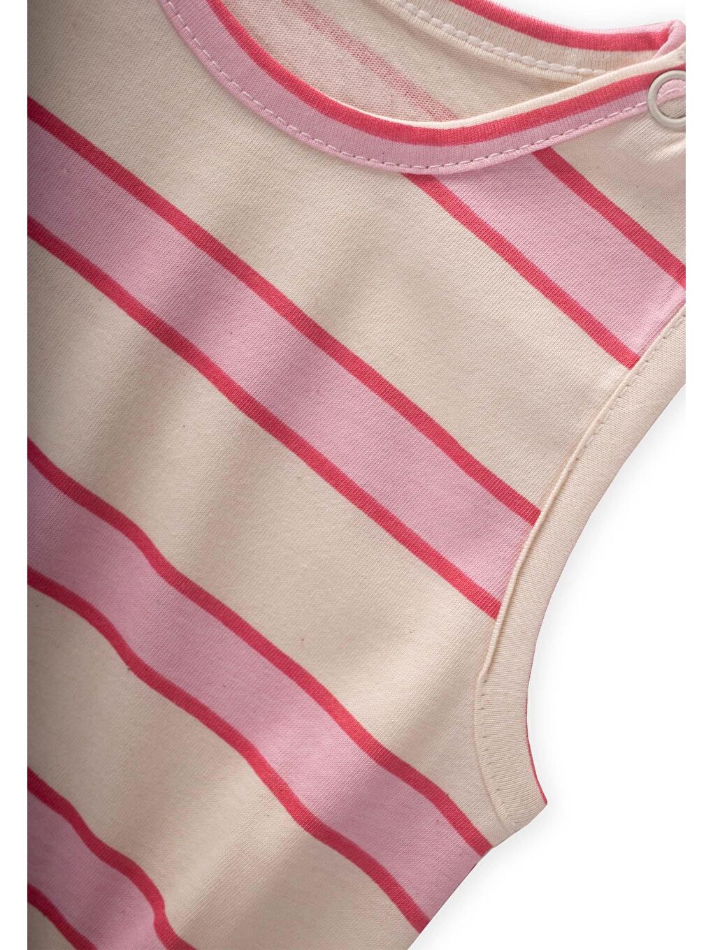 Pembe Çizgili Zıbın 0-3 Yaş Pudra Geniş Çizgili-2