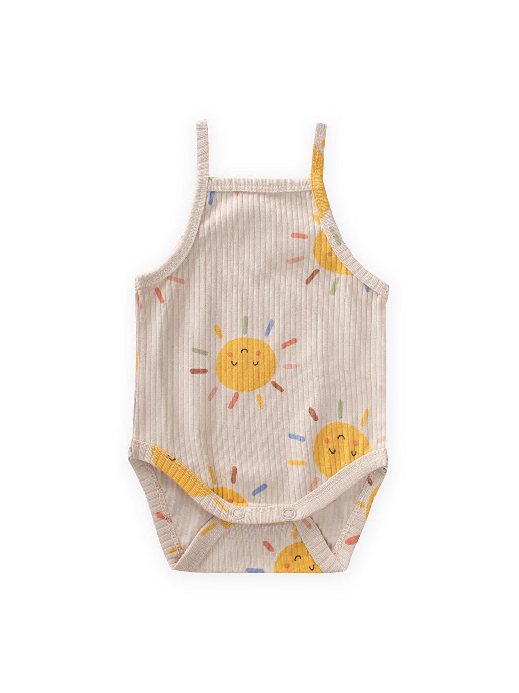 Beyaz Askılı Zıbın 0-3 Yaş Güneş Desen