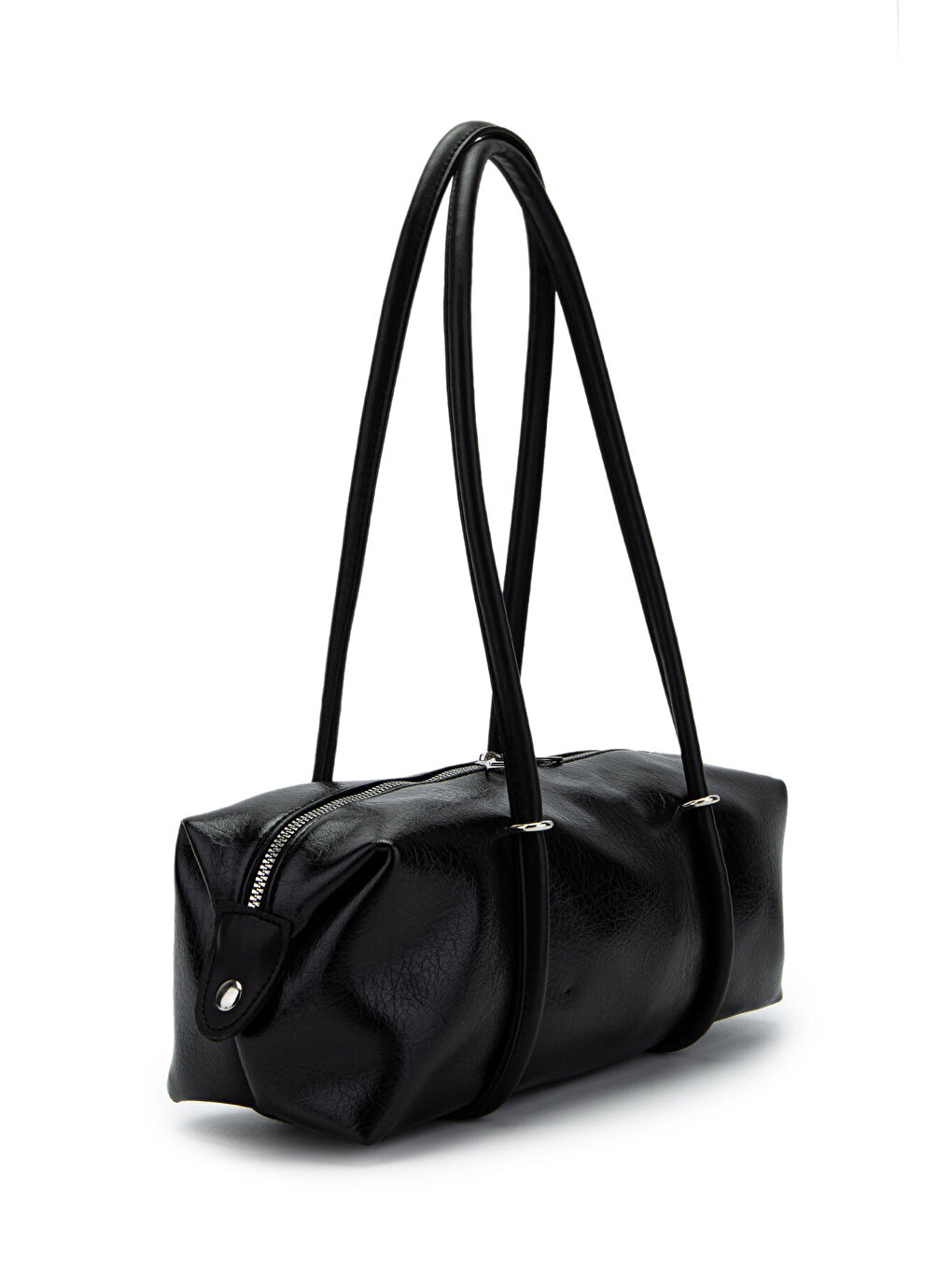 Çift Fermuar Detaylı Silindir Kadın Omuz Çanta Sophie Siyah-1