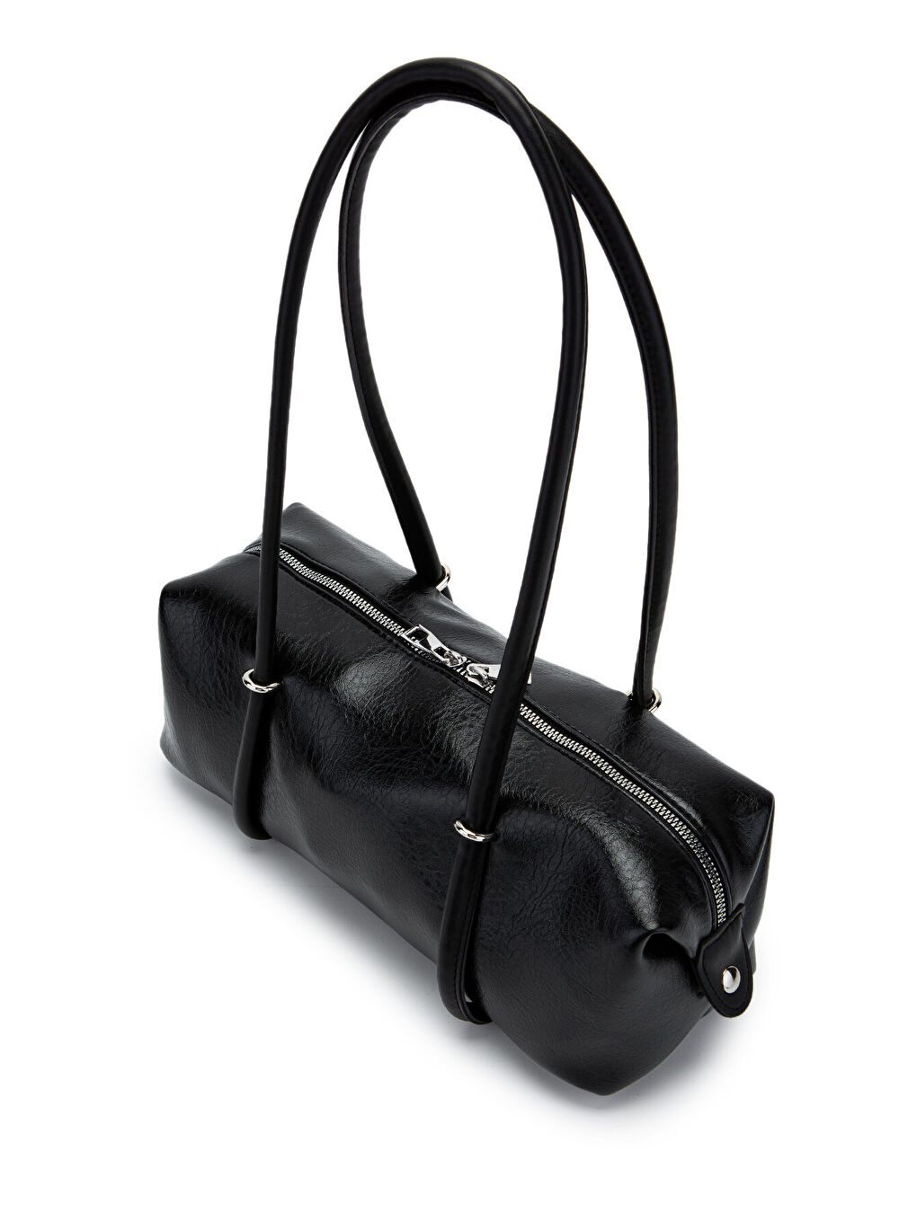Çift Fermuar Detaylı Silindir Kadın Omuz Çanta Sophie Siyah-3