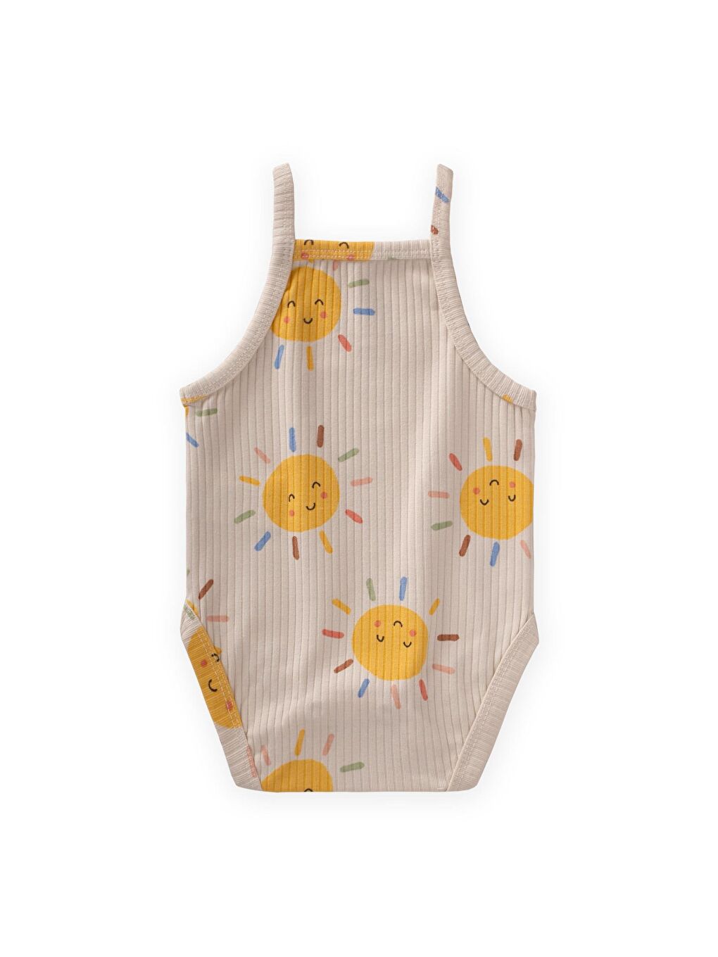 Beyaz Askılı Zıbın 0-3 Yaş Güneş Desen-1