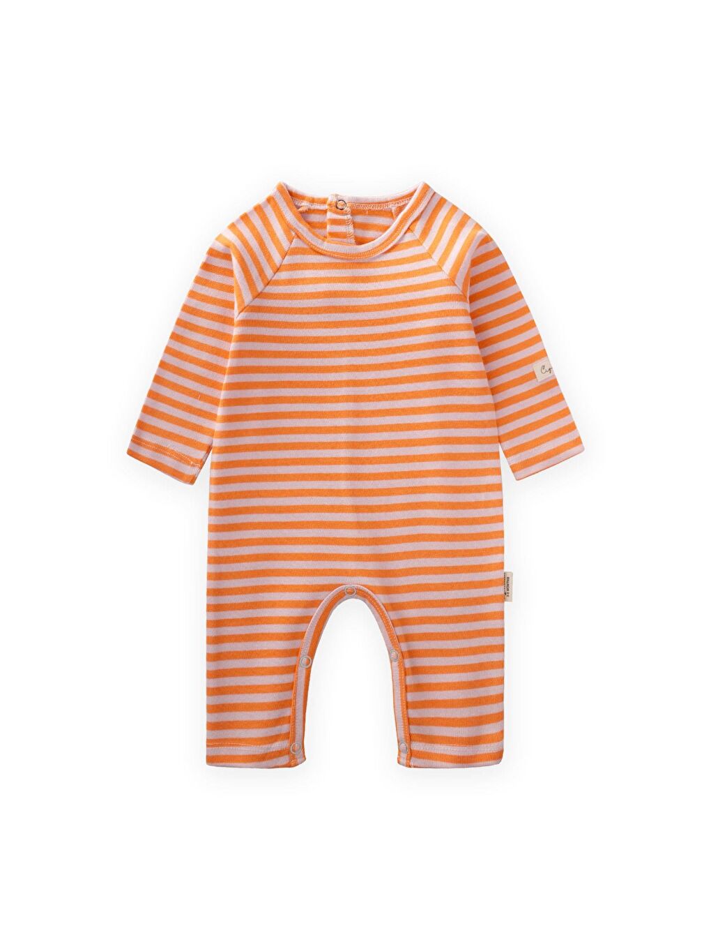 Pembe Çizgili Triko Tulum 0-3 Yaş Pudra Şeftali