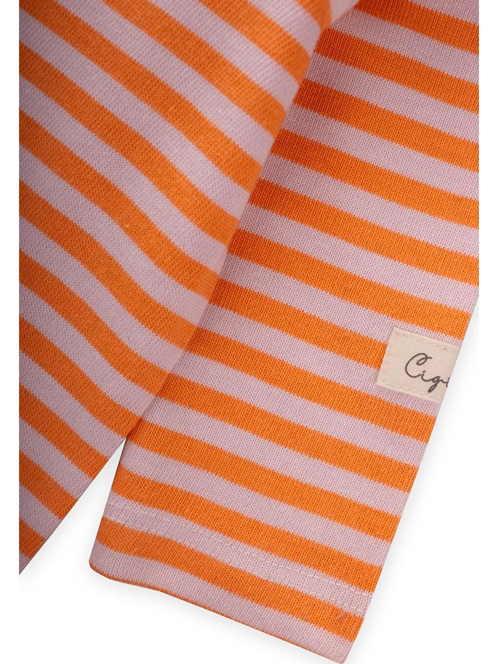 Pembe Çizgili Triko Tulum 0-3 Yaş Pudra Şeftali-2