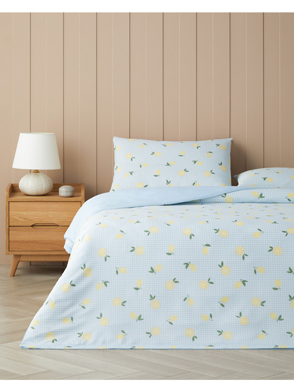 Lemon Breeze Kolay Ütülenir Çift Kişilik Nevresim Seti 200x220 Cm Mavi-sarı