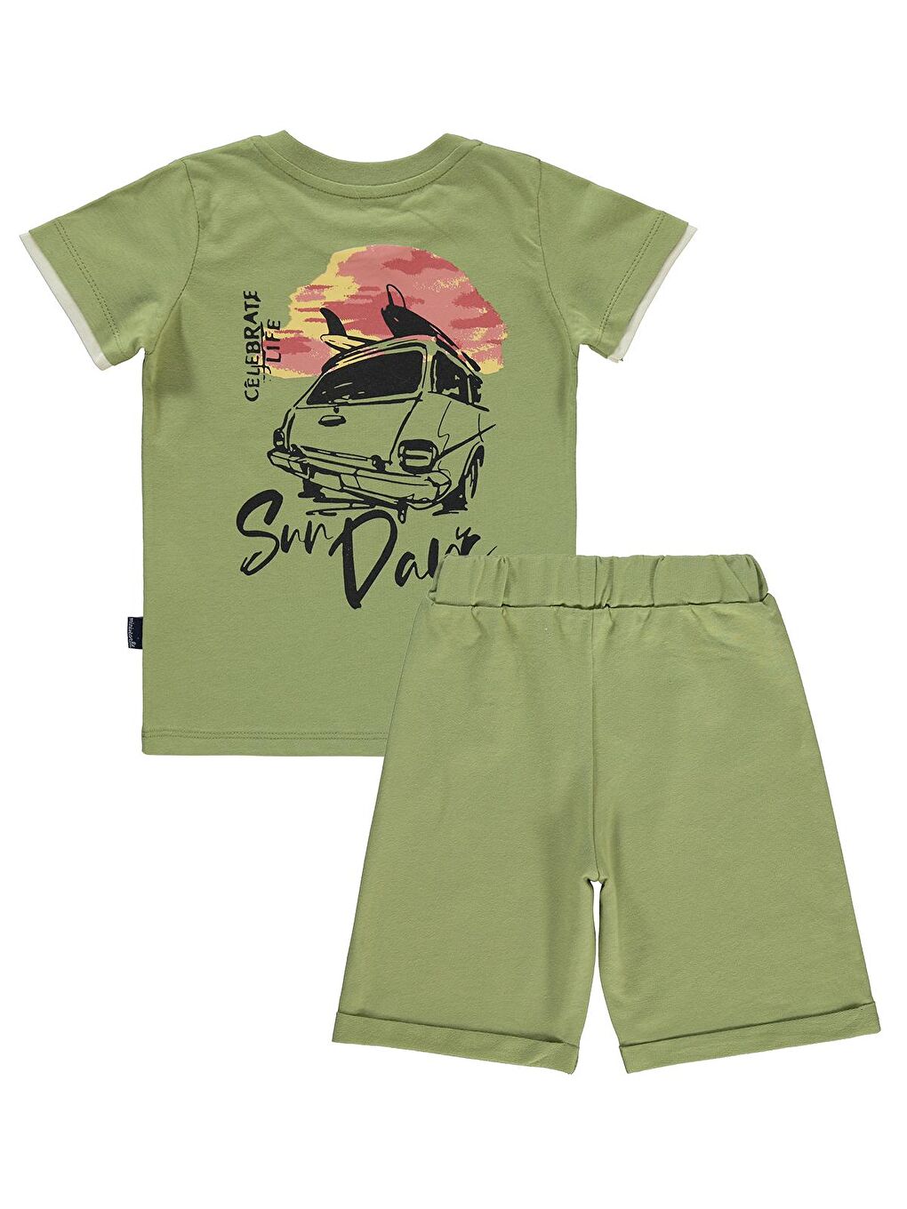 Erkek Çocuk Şortlu Takım 3-6 Yaş Yağ Yeşili-1