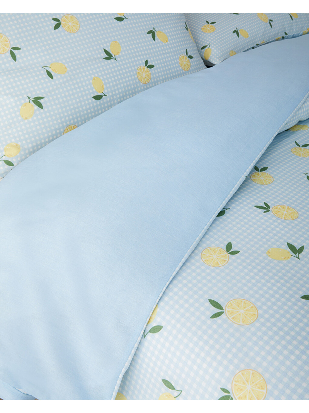 Lemon Breeze Kolay Ütülenir Çift Kişilik Nevresim Seti 200x220 Cm Mavi-sarı-1
