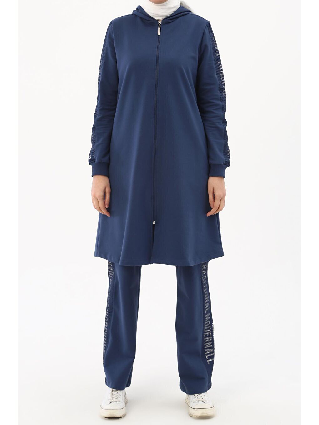 Koyu Mavi Baskılı Fileli Eşofman Takımı-1