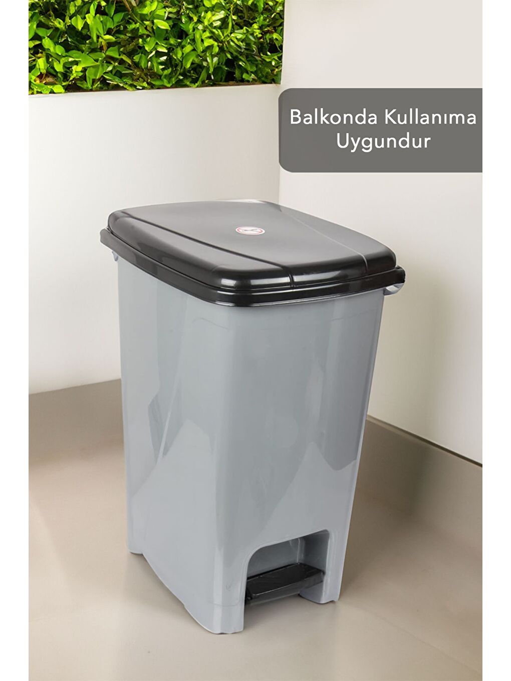 Pedallı Gri Banyo Mutfak Çöp Kovası Siyah Kapaklı Slim Pedallı Çöp Kovası 40 Litre-4