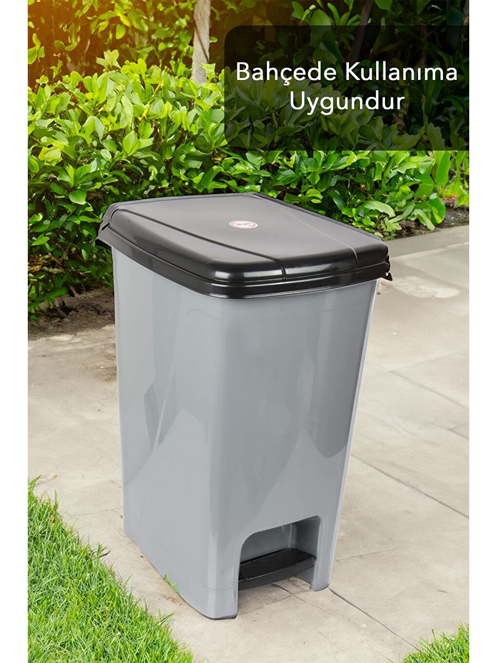 Pedallı Gri Banyo Mutfak Çöp Kovası Siyah Kapaklı Slim Pedallı Çöp Kovası 40 Litre-5