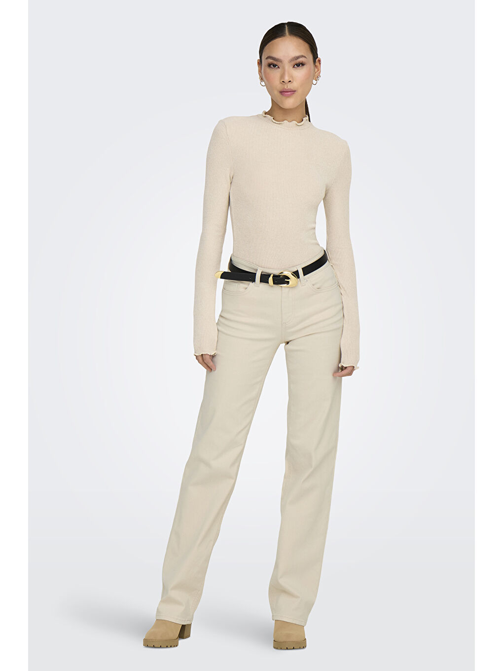 Ekru Onlblush Pamuklu Regular Fit Normal Bel Düz Paça Jeans 15337793