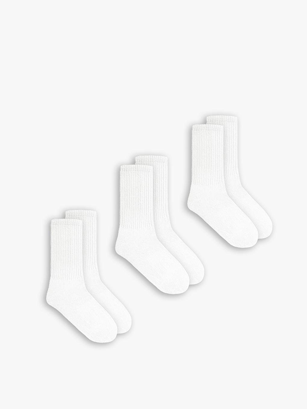 Unisex 3'Lü Basic Uzun Kolej Tenis Soket Çorap Beyaz