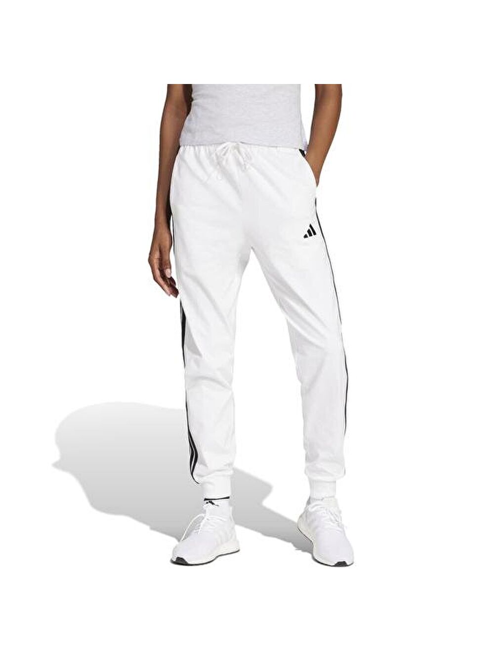 Essentials 3 Stripes Jogger Kadın Beyaz Eşofman Altı