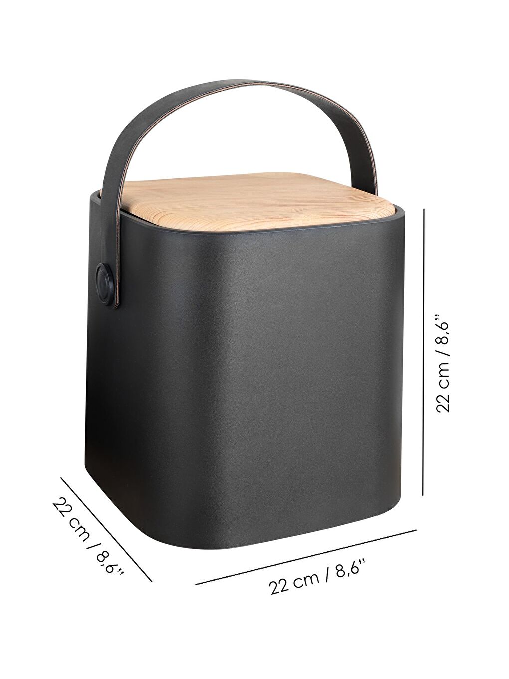 Ahşap Görünümlü Çöp Kovası Akıllı Kapak Tutma Saplı Kovalı Tezgah Üstü Mutfak Çöp Kovası 4Lt Siyah-3