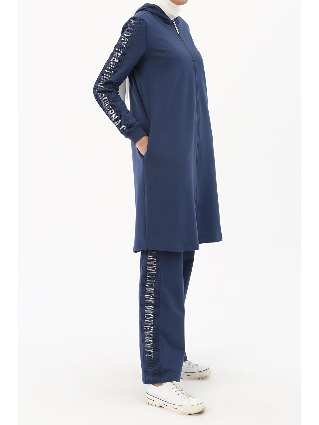 Koyu Mavi Baskılı Fileli Eşofman Takımı-3