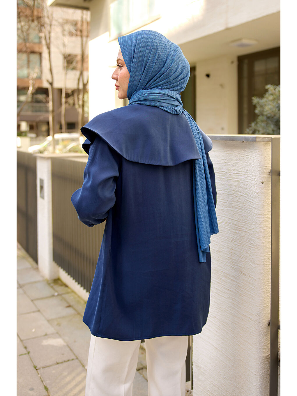 Kadın Süs Dikişli Gömlek Lacivert-4