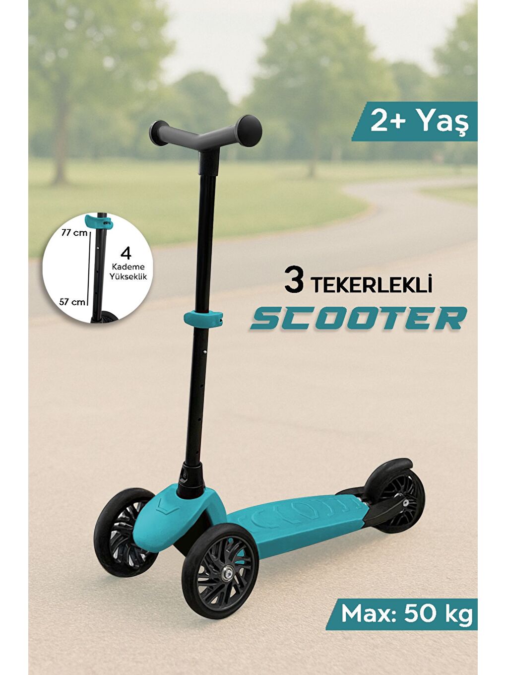 3 Tekerlekli Scooter Yükseklik Ayarlı Scooter 2 Yaş Çocuk Scooter Yeşil