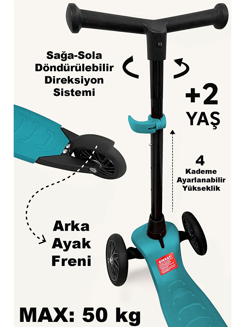 3 Tekerlekli Scooter Yükseklik Ayarlı Scooter 2 Yaş Çocuk Scooter Yeşil-1