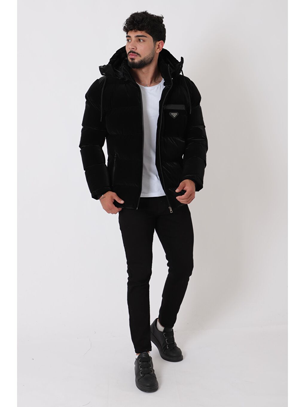 Siyah Armalı Çıtçıtlı Nova Kışlık Şişme Mont PLDP 3007_50452-1