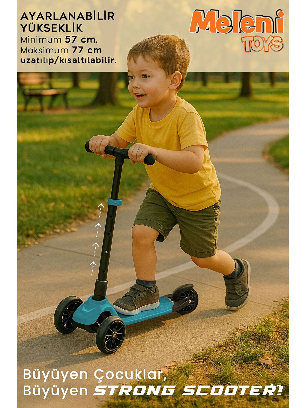 3 Tekerlekli Scooter Yükseklik Ayarlı Scooter 2 Yaş Çocuk Scooter Yeşil-2