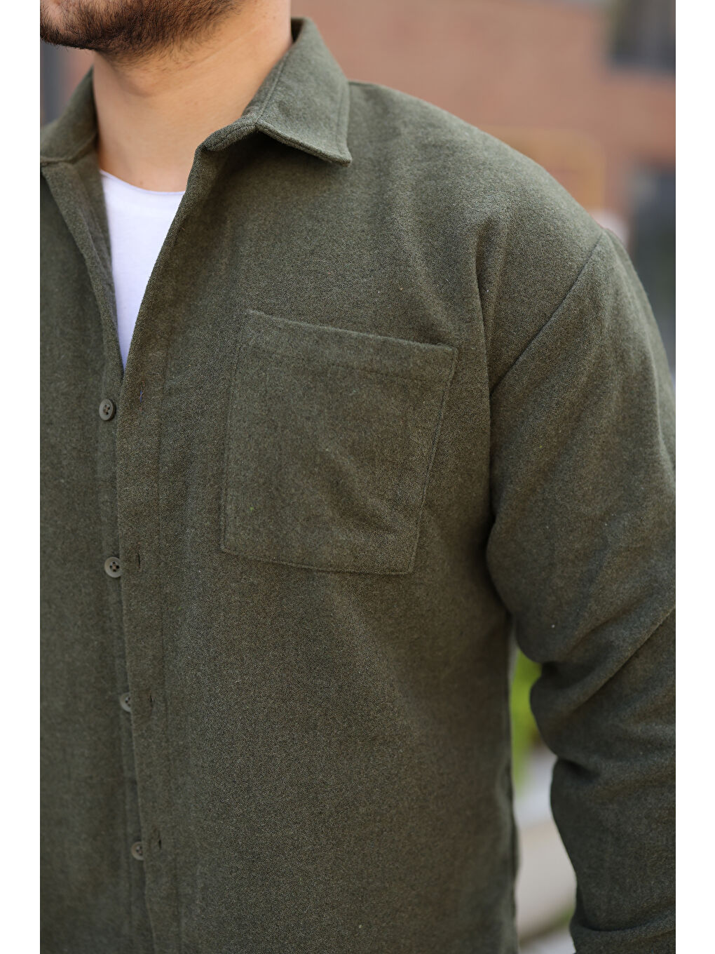 Erkek Kışlık Günlük Basic Oduncu Haki Kaşe Ceket-2