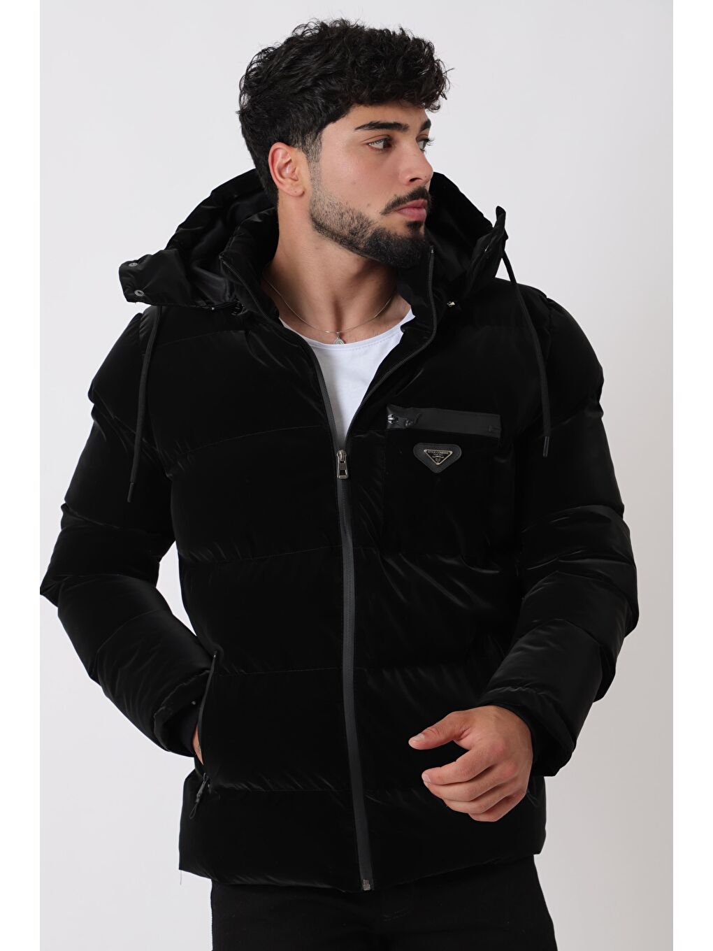 Siyah Armalı Çıtçıtlı Nova Kışlık Şişme Mont PLDP 3007_50452-2