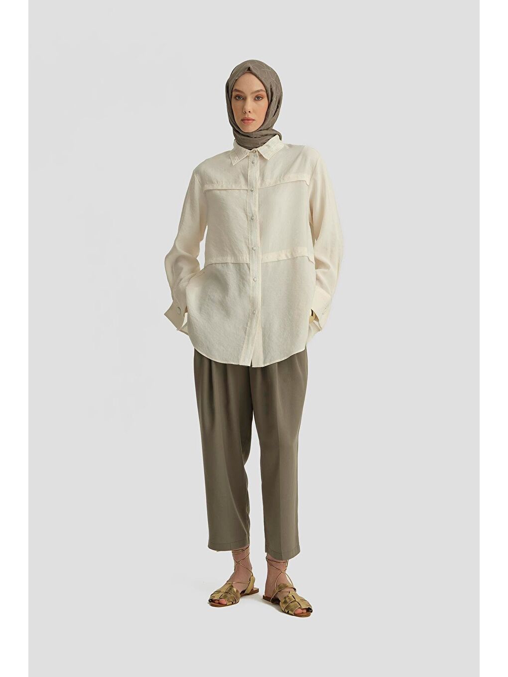 Çift Pileli Lyocell Pantolon 25Y2816 Haki