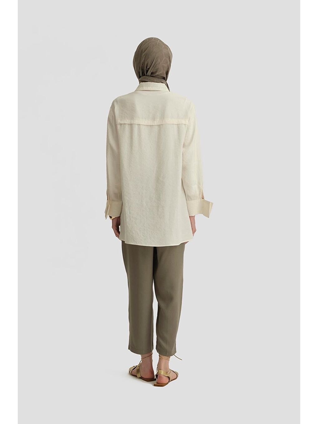 Çift Pileli Lyocell Pantolon 25Y2816 Haki-2