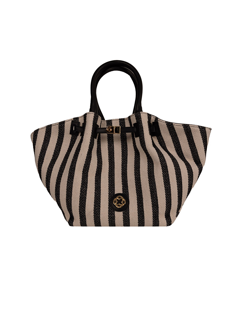 Siyah Cnt20134 Çizgili Tote Çanta