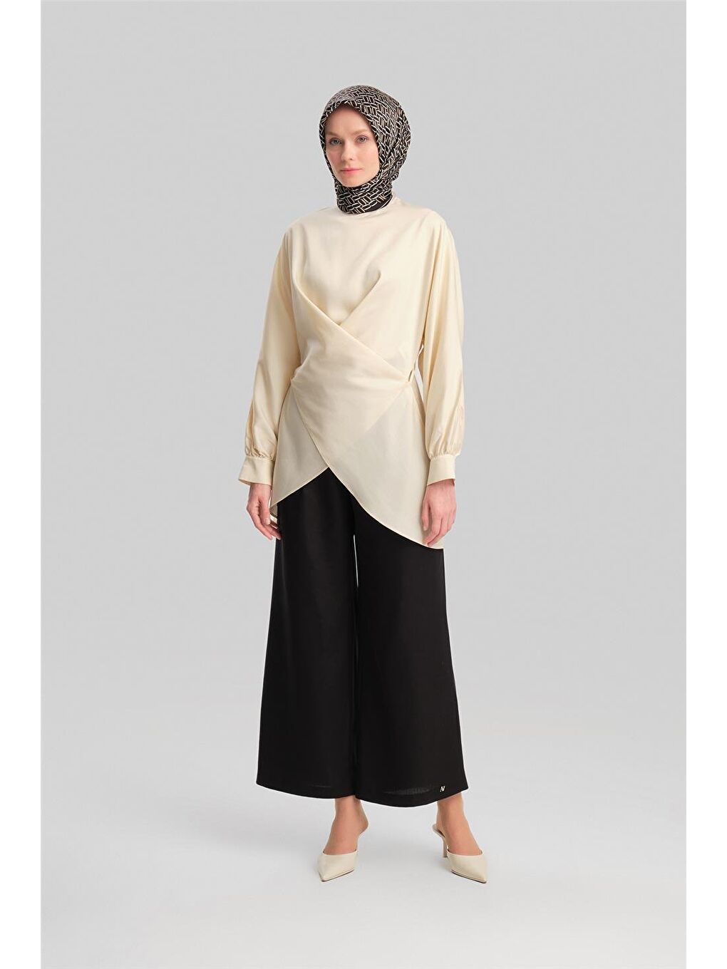 Lyocell Palazzo Pantolon 24Y2615 Siyah