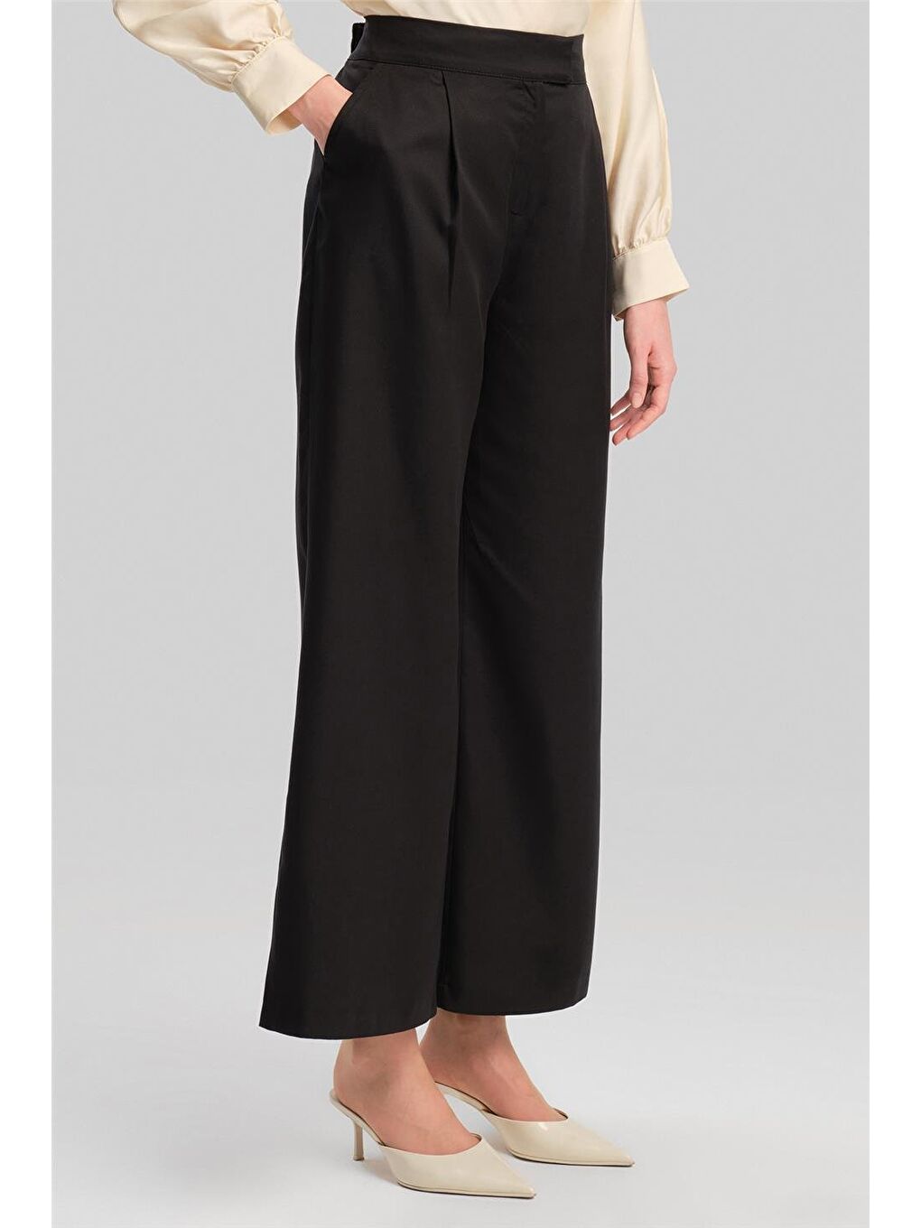 Lyocell Palazzo Pantolon 24Y2615 Siyah-3