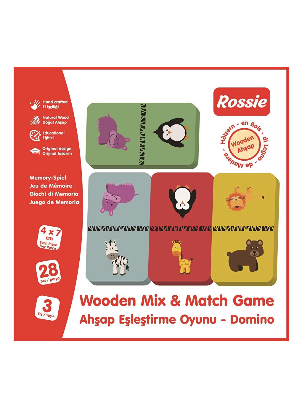 Rossie Karışık Ahşap Eşleştirme Oyunu - Domino Game - 3