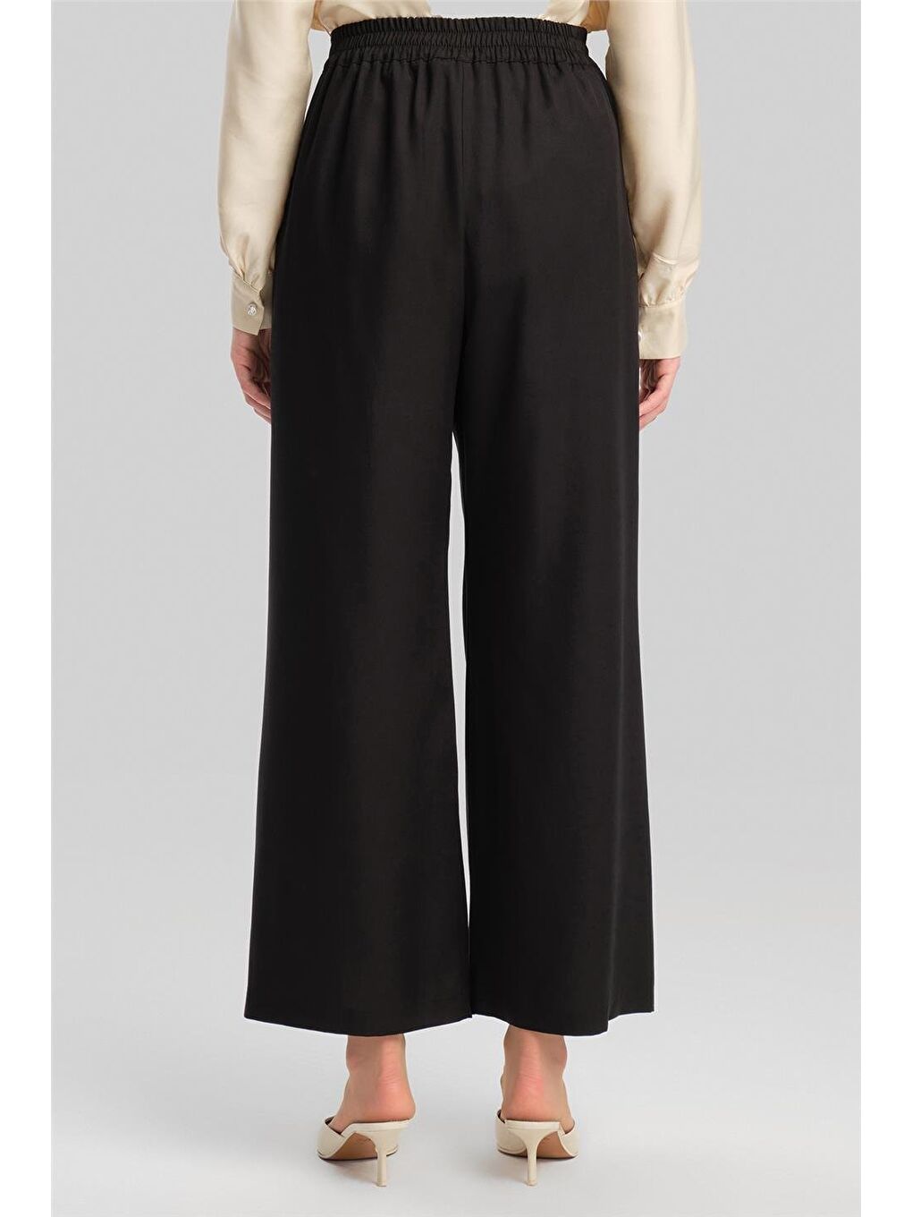 Lyocell Palazzo Pantolon 24Y2615 Siyah-5