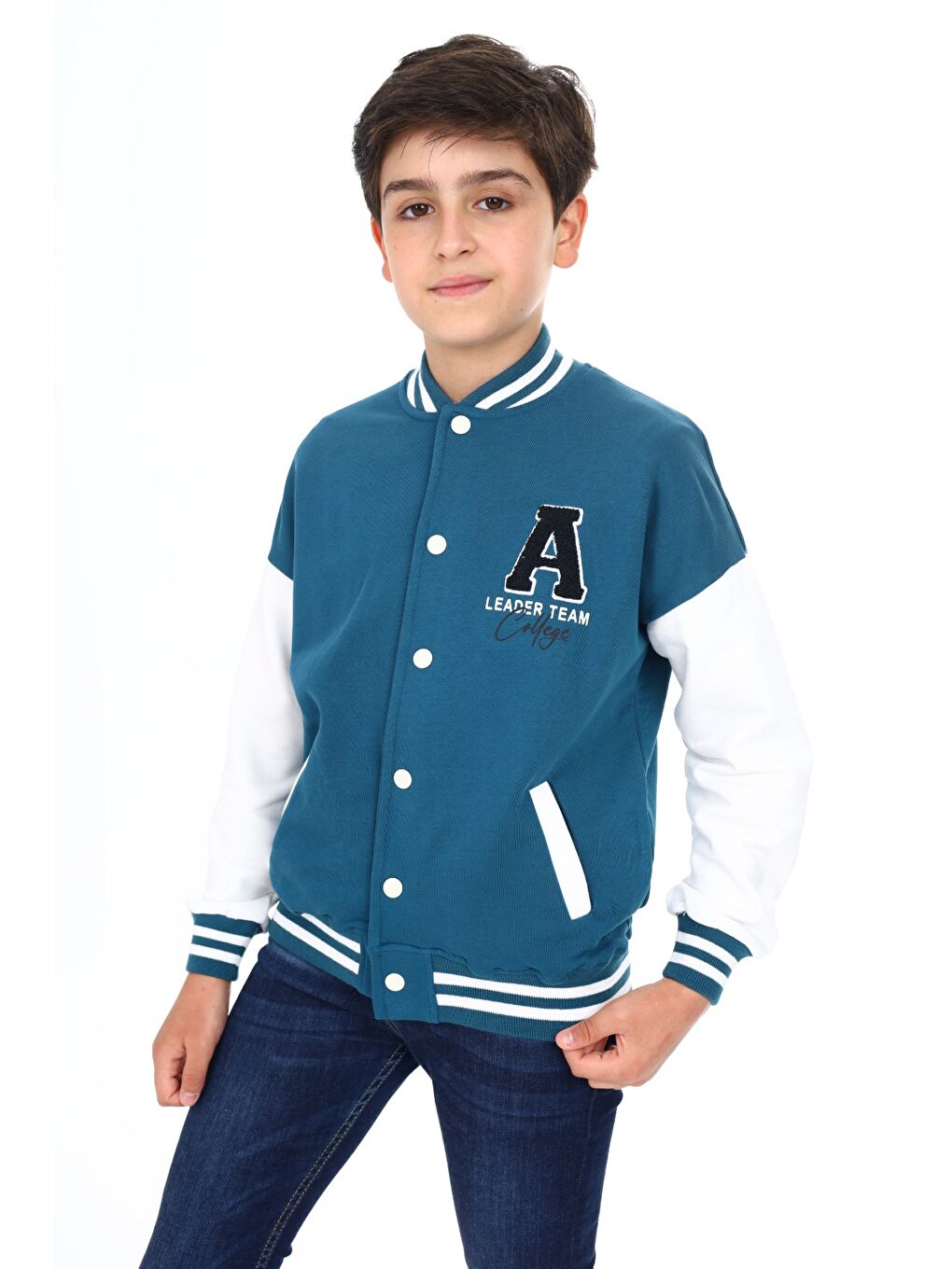 Petrol Erkek Çocuk Baskılı Kolej Hırka-2