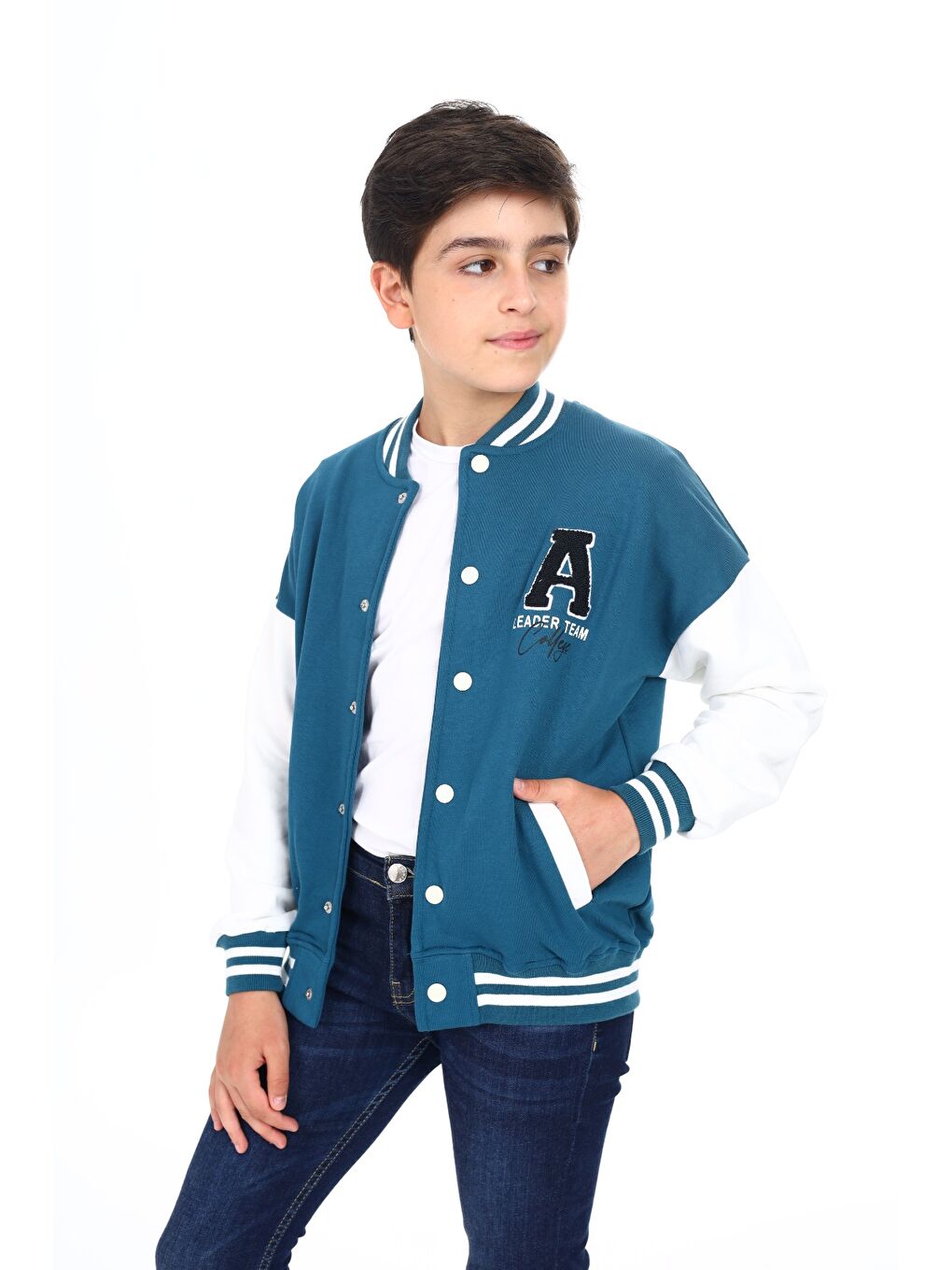 Petrol Erkek Çocuk Baskılı Kolej Hırka-3