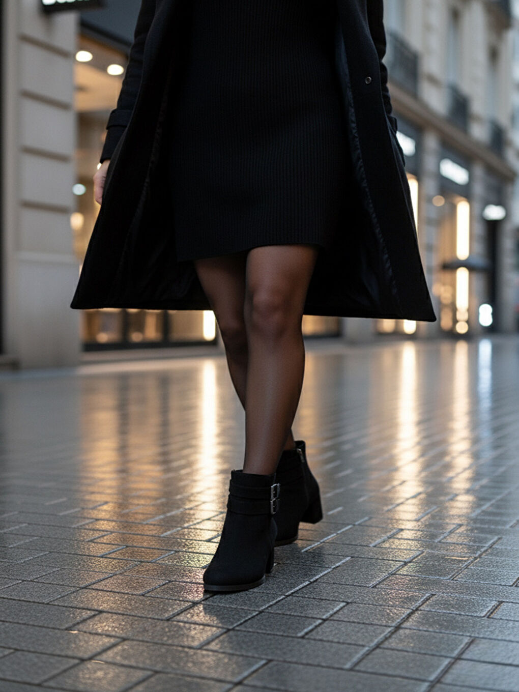 Kadın Hermina Çift Tokalı Siyah Süet Kısa Bot-1