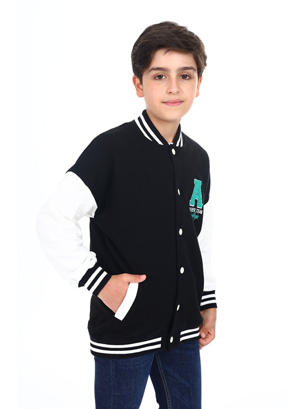 Siyah Erkek Çocuk Baskılı Kolej Hırka-1