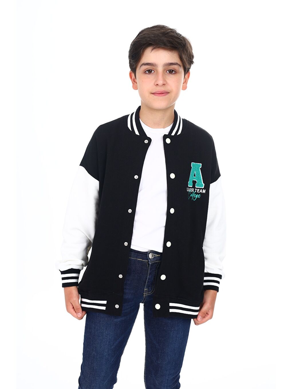 Siyah Erkek Çocuk Baskılı Kolej Hırka-4