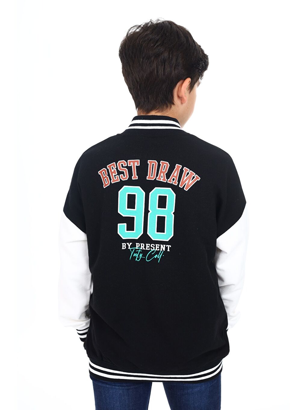 Siyah Erkek Çocuk Baskılı Kolej Hırka-5