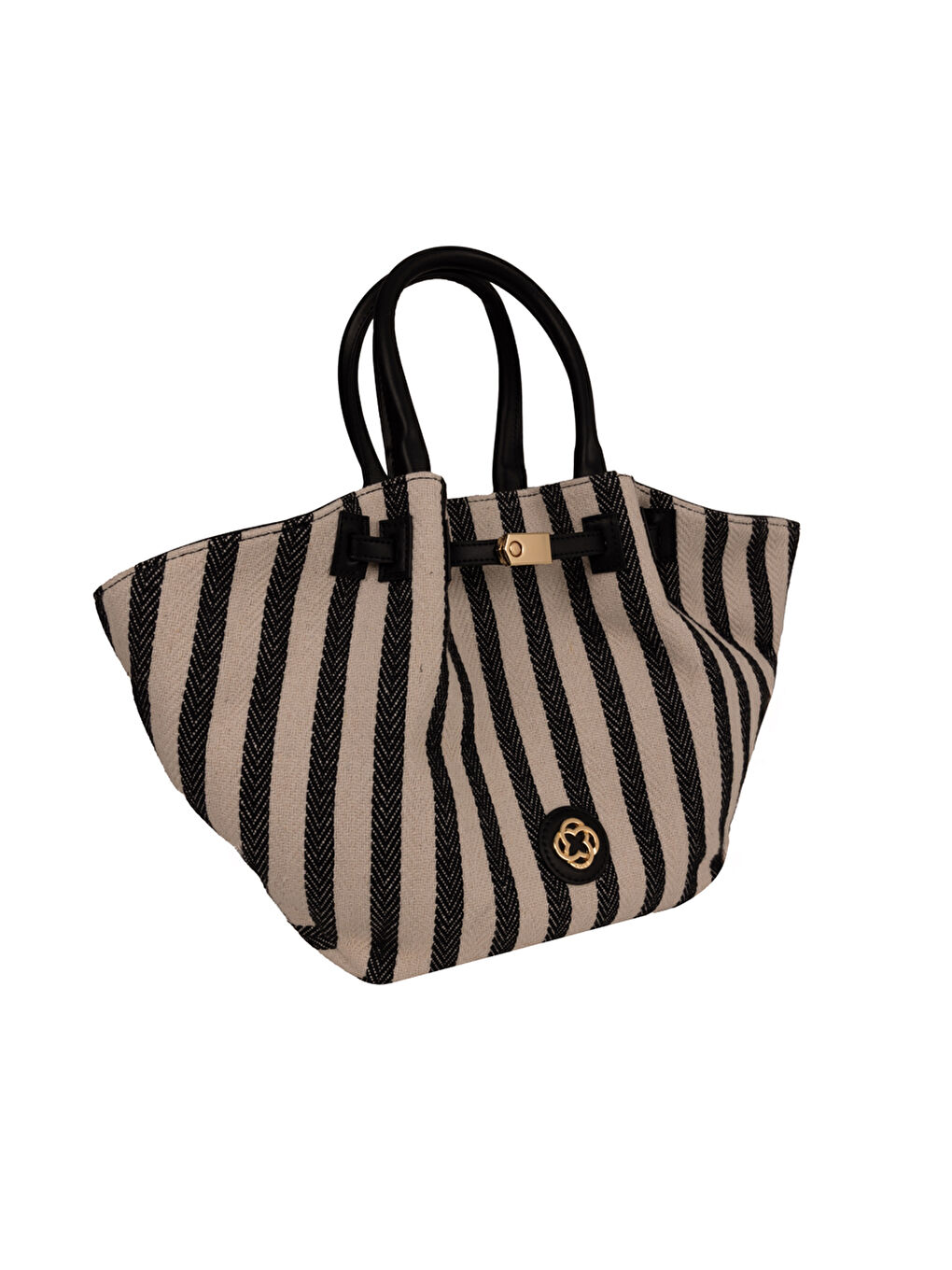 Siyah Cnt20134 Çizgili Tote Çanta-3