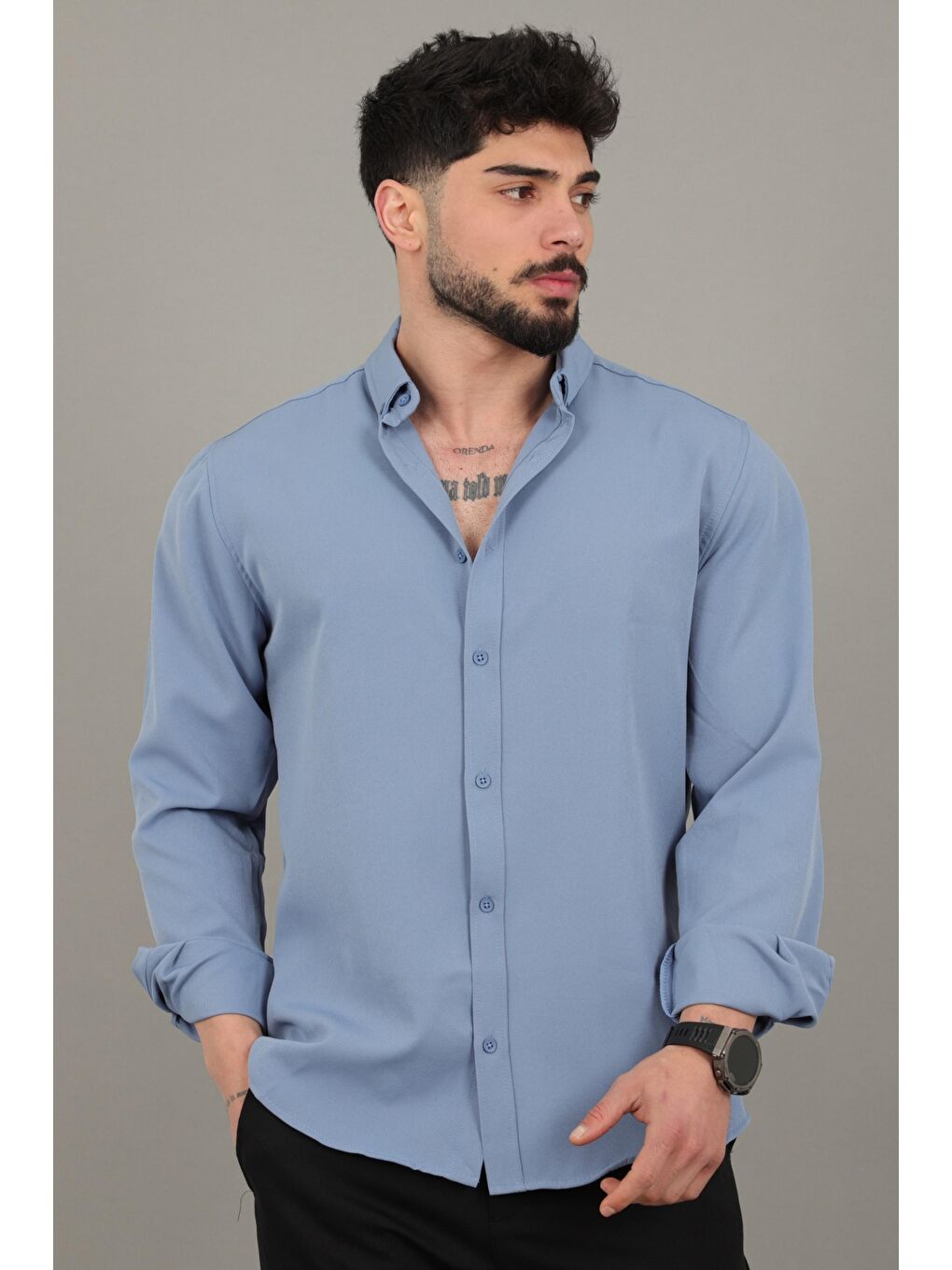 Mavi Double Yazlık Uzun Kol Gömlek MRS 217_40416