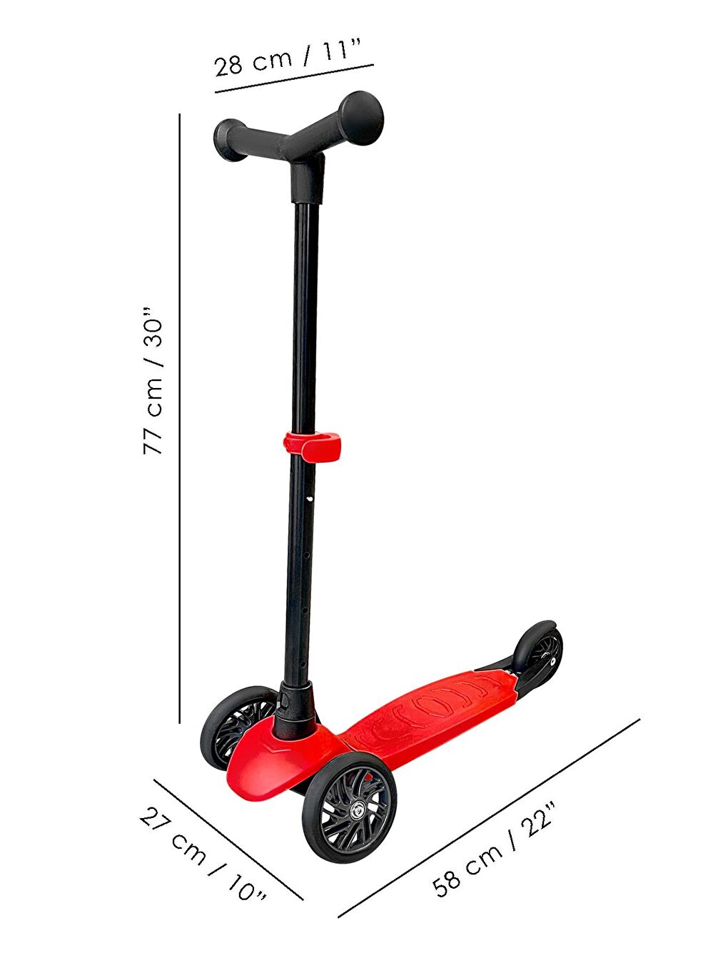 3 Tekerlekli Scooter Yükseklik Ayarlı Scooter 2 Yaş Çocuk Scooter Kırmızı-4