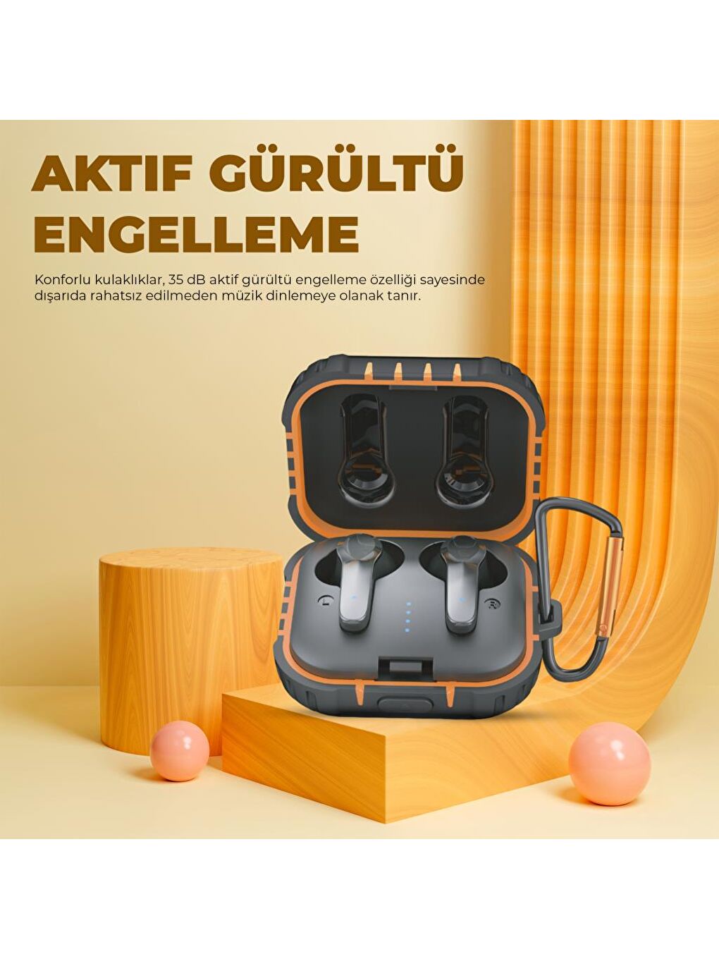 Moodix Siyah-Sarı KI23K039 Bluetooth Kulakiçi Kulaklık Siyah-Sarı ANC Aktif Gürültü Engelleyicili ipx7 Suya Day - 5