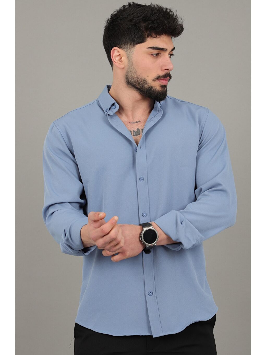 Mavi Double Yazlık Uzun Kol Gömlek MRS 217_40416-2