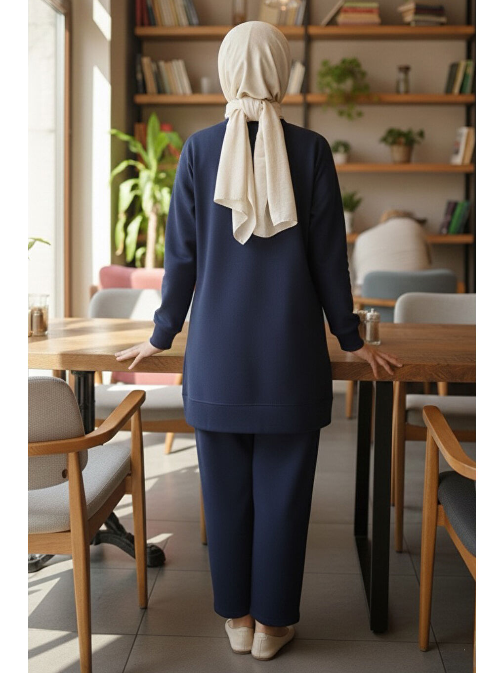 Taş Detaylı Modal İkili Takım Lacivert - 28045-LACIVERT-2