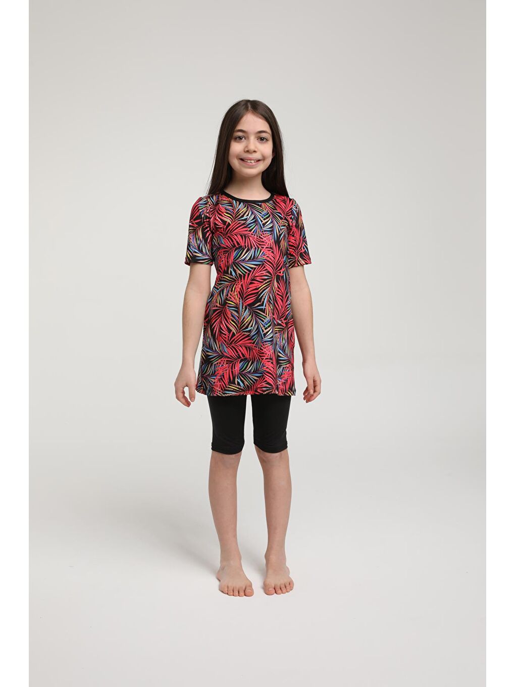 Siyah Kısa Kollu Taytlı Kız Çocuk Mayo 35103