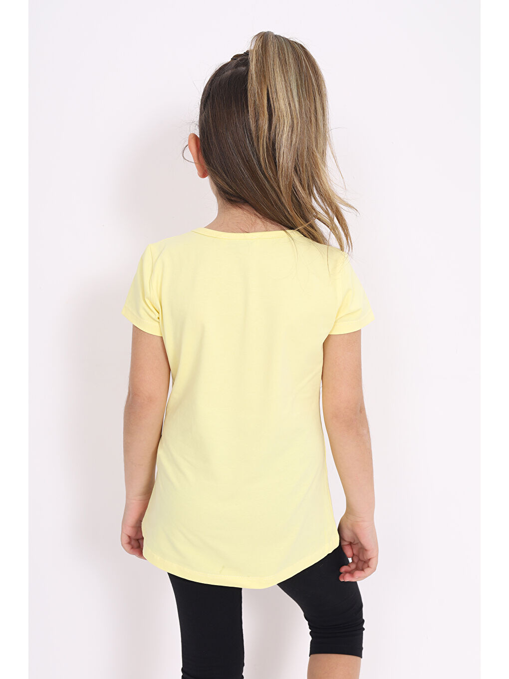 Sarı Kız Çocuk Flamingo Baskılı Tişört-3