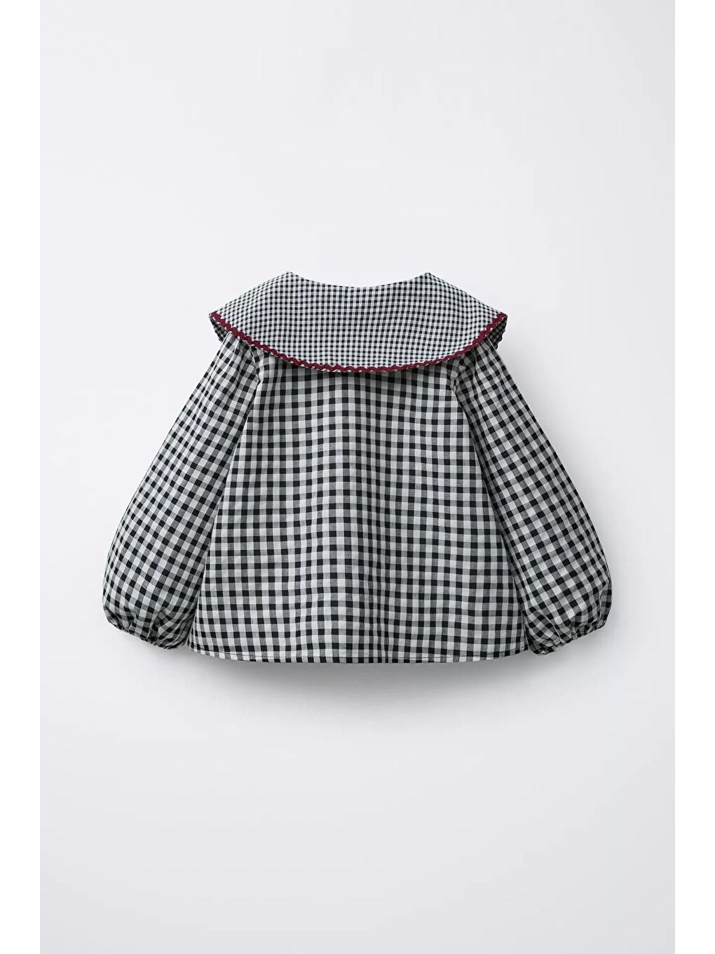 Kız Çocuk Pamuklu Siyah Beyaz Pötikare Gömlek Pantolon Takım - Büyük Yakalı Fiyonk Detaylı-2